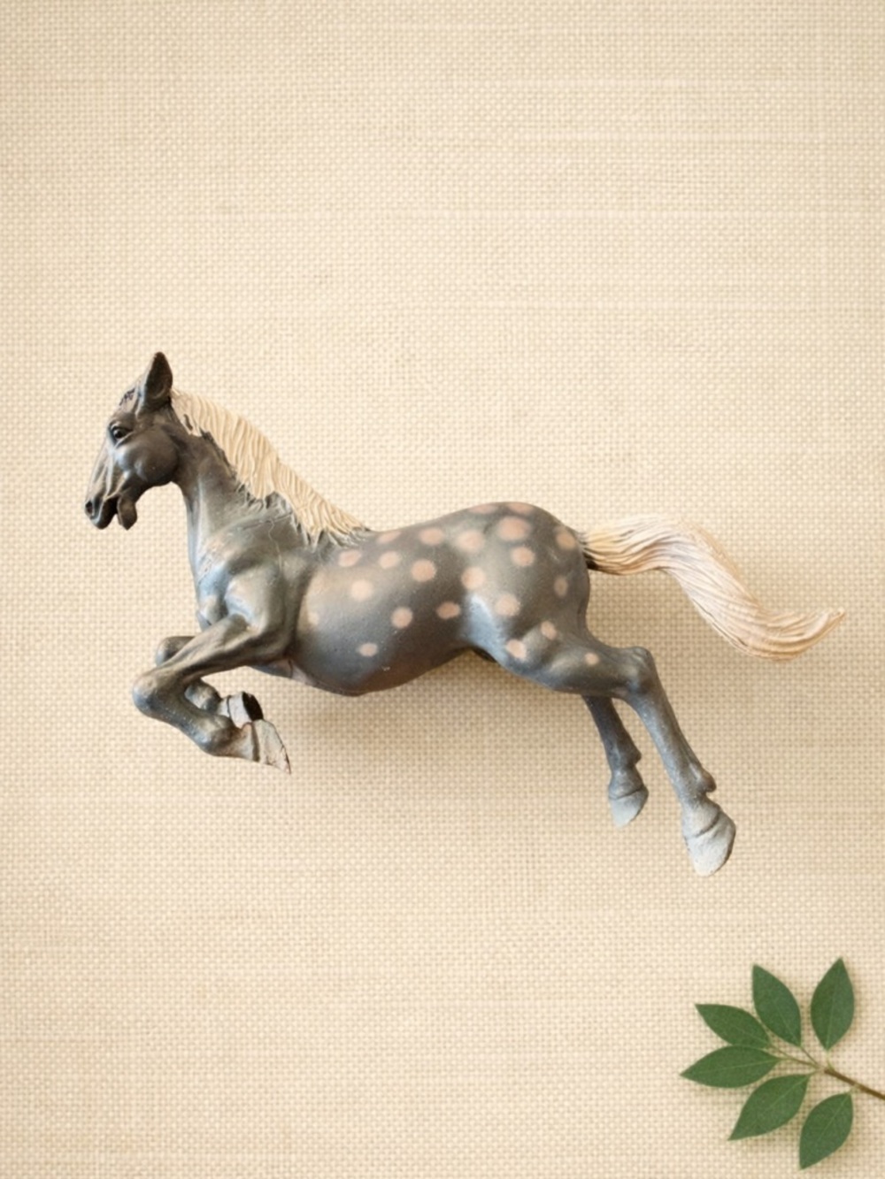 Schleich Leaping Appaloosa Horse – Gray/White Collectible Toy